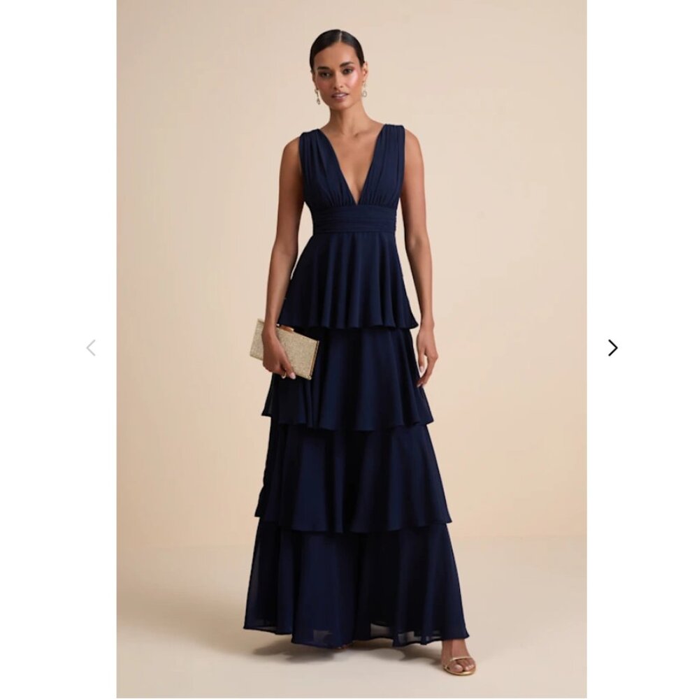 Lulus Amazing Evening Navy Blue Tiered Maxi Dress - Size 1X